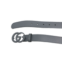 Gucci Leather Slim Black Belt with Double G Buckle Grey In Size 85 34 414516