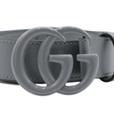 Gucci Leather Slim Black Belt with Double G Buckle Grey In Size 85 34 414516