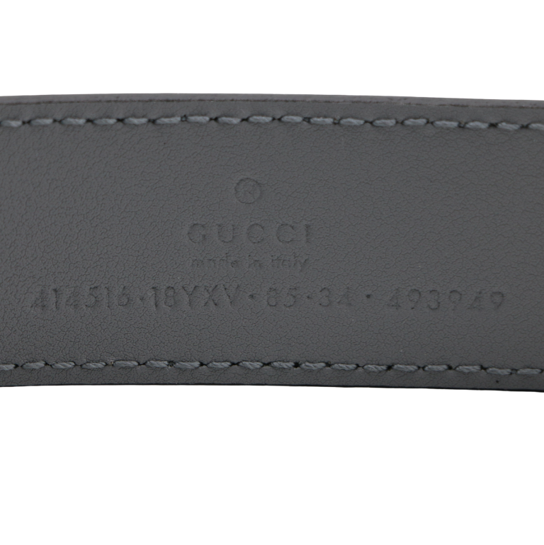 Gucci Leather Slim Black Belt with Double G Buckle Grey In Size 85 34 414516