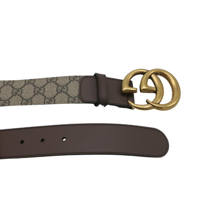 Gucci Re-Edition Supreme Wide Leather Belt Brown 400593 Size 70 28