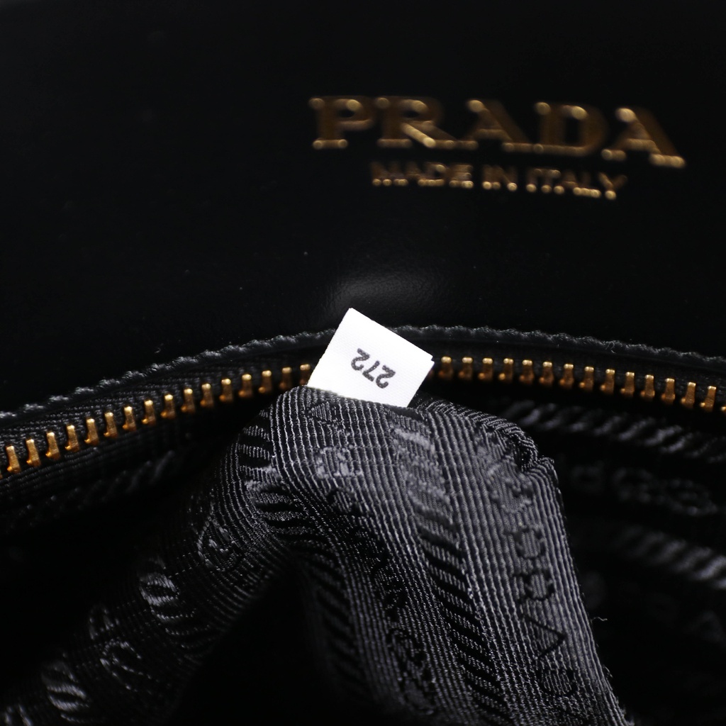 Prada Symbole Large Embroidered Fabric Bag in Black