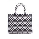 Baltic Blue/Chalk White Large Prada Symbole Embroidered Fabric Handbag