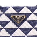 Baltic Blue/Chalk White Large Prada Symbole Embroidered Fabric Handbag