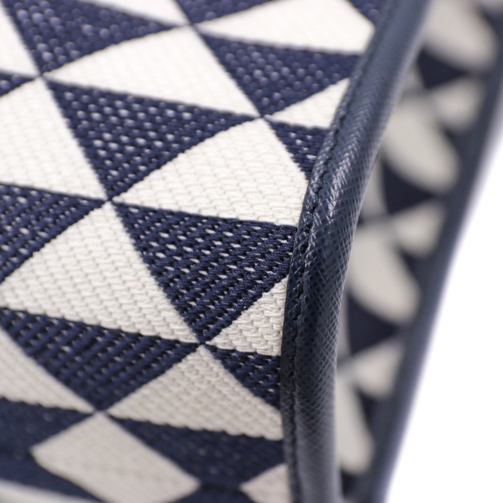 Baltic Blue/Chalk White Large Prada Symbole Embroidered Fabric Handbag