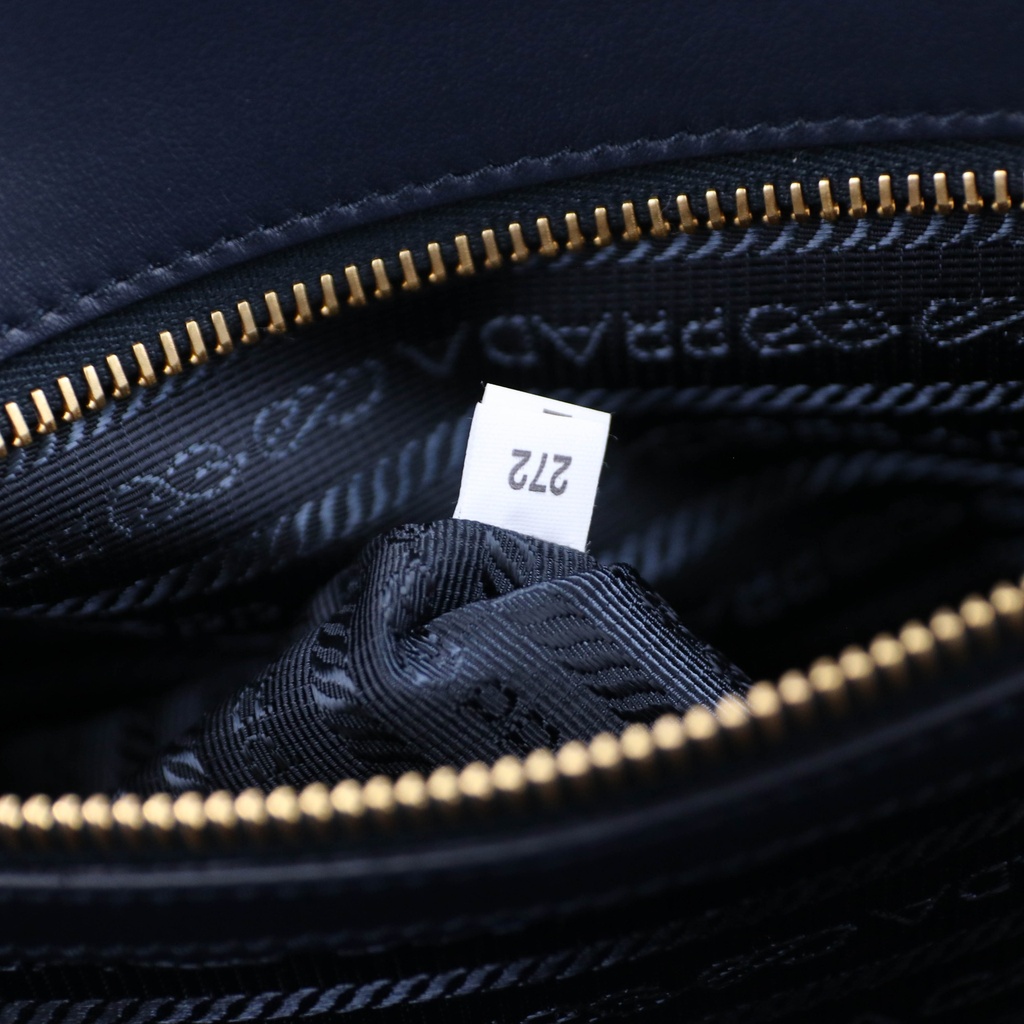 Baltic Blue/Chalk White Large Prada Symbole Embroidered Fabric Handbag