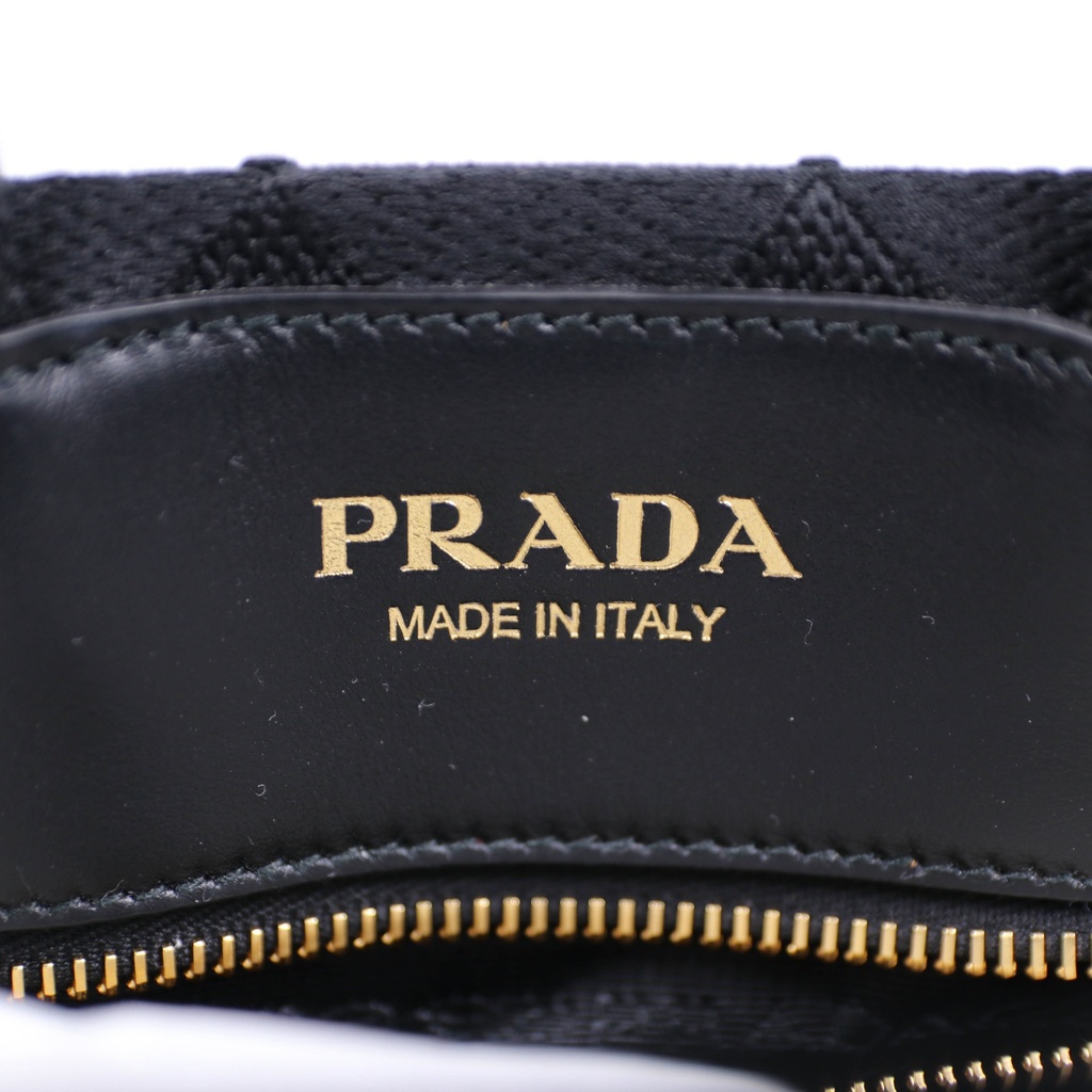 Prada Symbole Medium Embroidered Fabric Bag Black