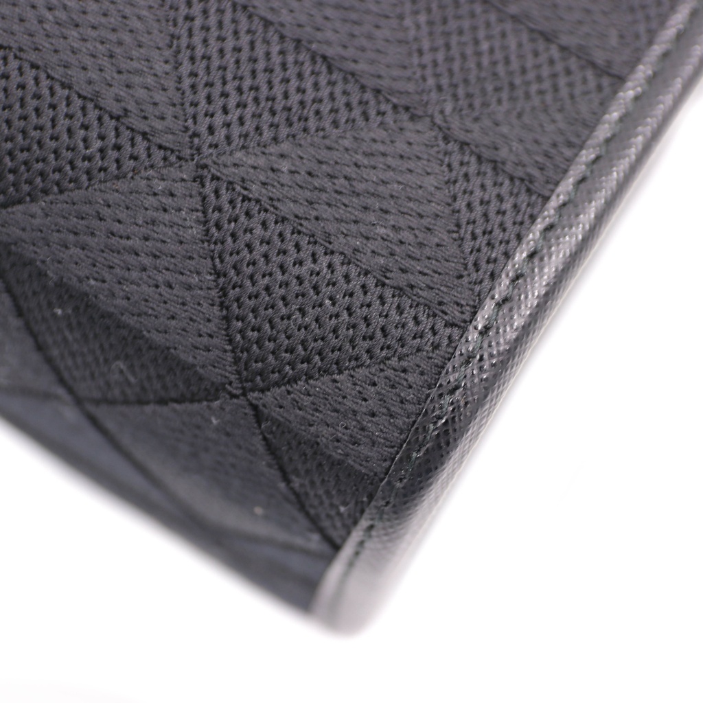 Prada Symbole Medium Embroidered Fabric Bag Black