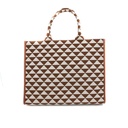 Baltic Beige and Brown Large Prada Symbole Embroidered Fabric Handbag