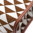 Baltic Beige and Brown Large Prada Symbole Embroidered Fabric Handbag