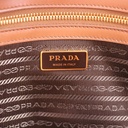Baltic Beige and Brown Large Prada Symbole Embroidered Fabric Handbag