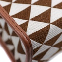 Baltic Beige and Brown Large Prada Symbole Embroidered Fabric Handbag