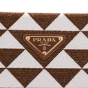 Baltic Beige and Brown Large Prada Symbole Embroidered Fabric Handbag