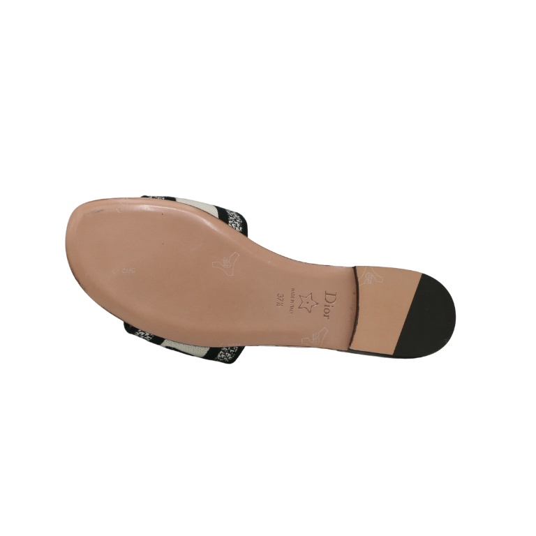 Christian Dior Dway Heeled Slide Cotton and White Multicolor Toile de Jouy Papillon Motit Size 37 1/2