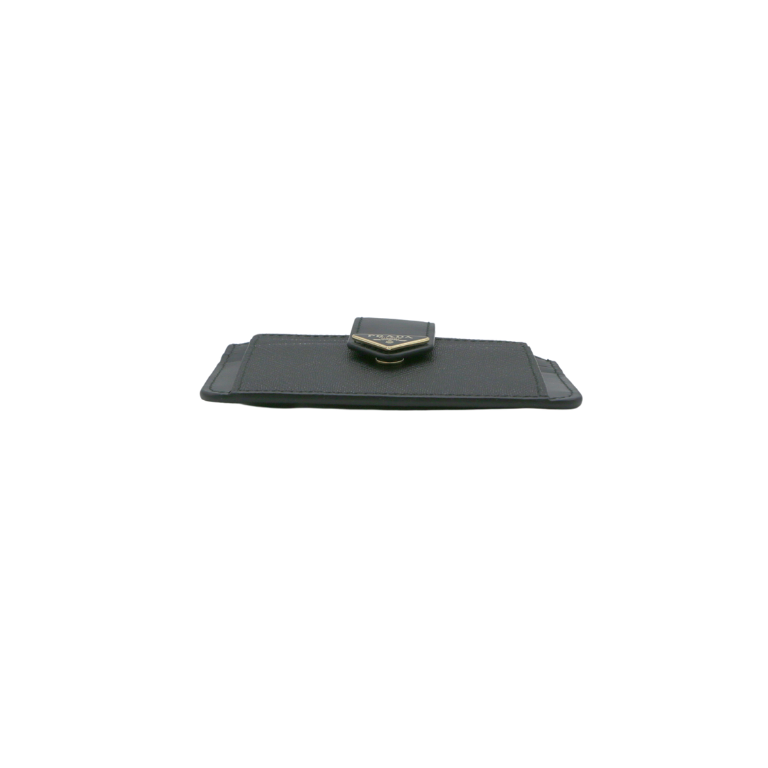 Prada Saffiano And Smooth Leather Card Holder Black