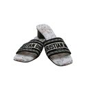 Christian Dior Dway Heeled Slide Cotton and White Multicolor Toile de Jouy Papillon Motit Size 38