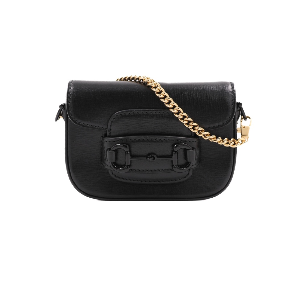 Gucci Mini Horsebit Shoulder Bag Black Leather 726863