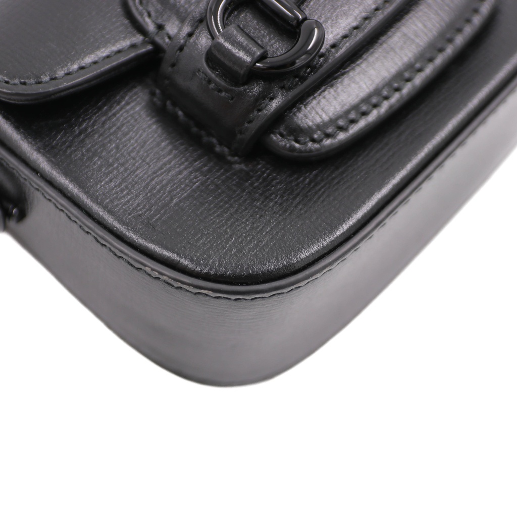 Gucci Mini Horsebit Shoulder Bag Black Leather 726863