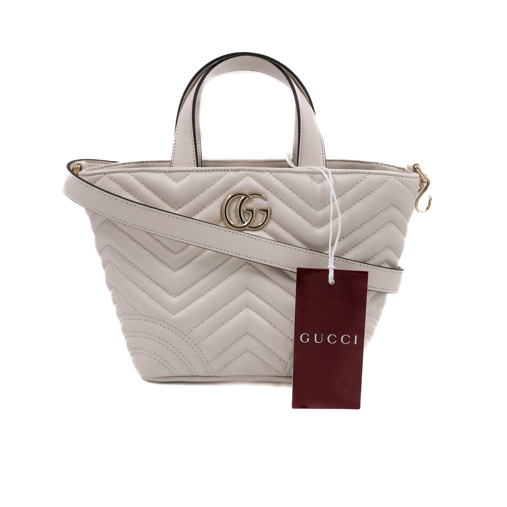 Gucci Betty Mini Tote Bag In White Leather 847386