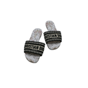 Christian Dior Dway Slide Embroidered Cotton and White Multicolor D-Floral Motif Size 37