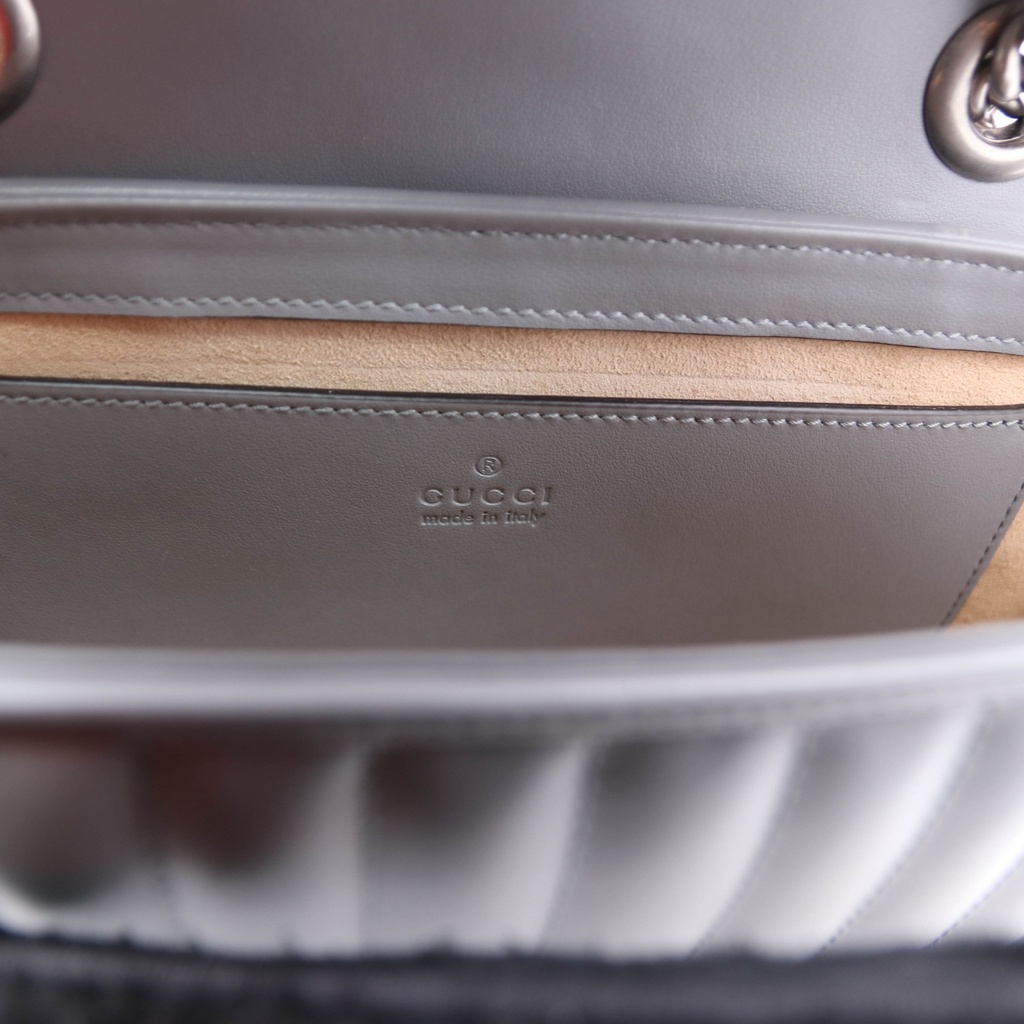 Gucci GG Marmont Matelasse Small Grey Bag 446744