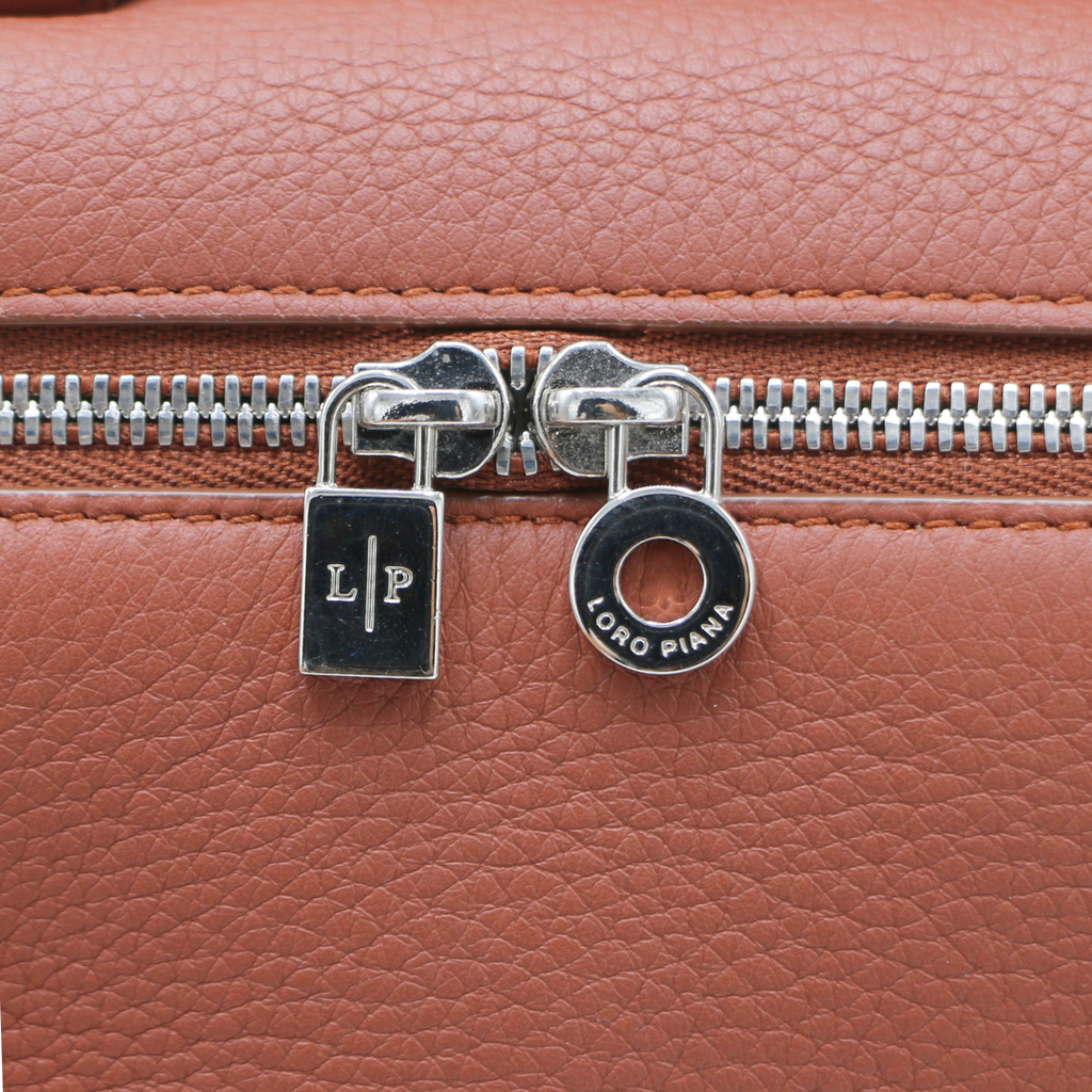 Loro Piana Grained Calfskin L19 Extra Pocket Pouch Kummel