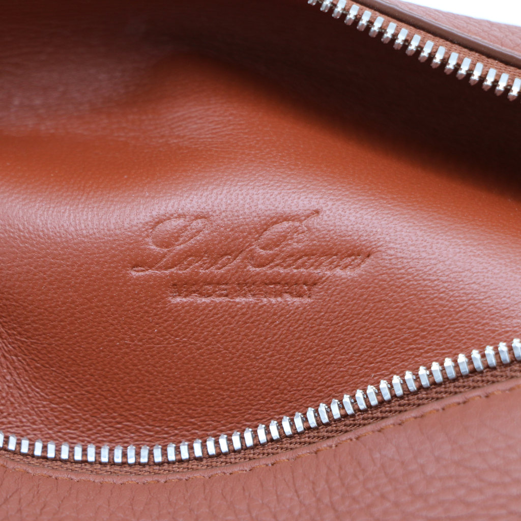 Loro Piana Grained Calfskin L19 Extra Pocket Pouch Kummel