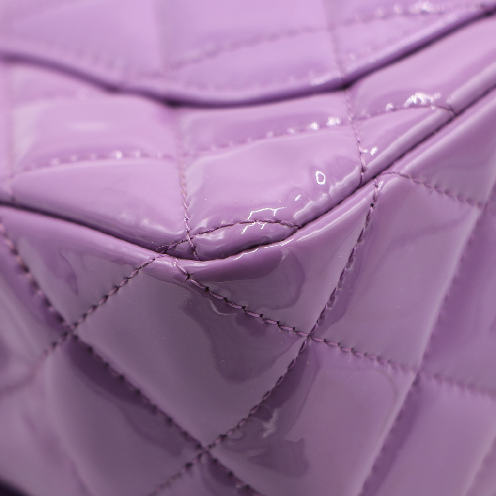Chanel Patent Quilted Mini Rectangular Flap Purple
