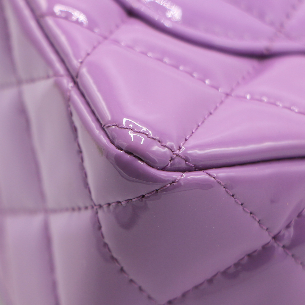 Chanel Patent Quilted Mini Rectangular Flap Purple