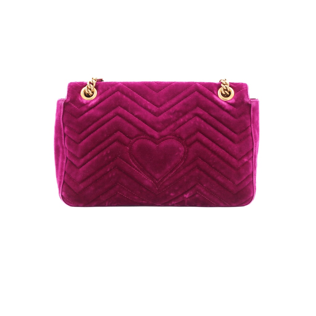 Gucci GG Marmont Medium Purple Velvet Shoulder Bag