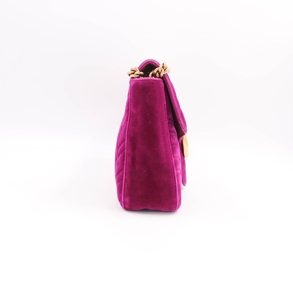Gucci GG Marmont Medium Purple Velvet Shoulder Bag