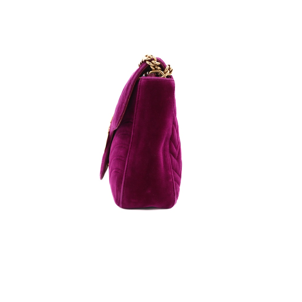 Gucci GG Marmont Medium Purple Velvet Shoulder Bag