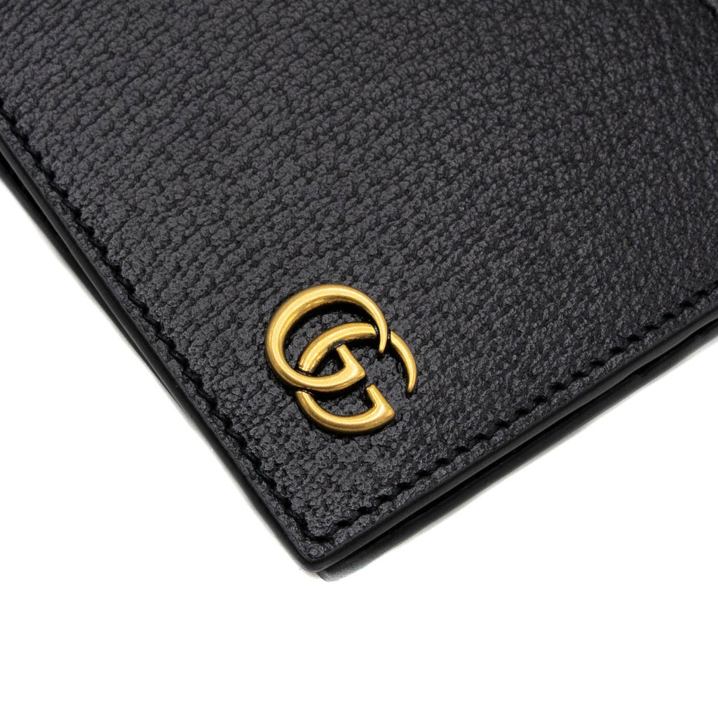 Gucci Calfskin Boar Effect GG Marmont Bi-Fold Wallet Black 428726
