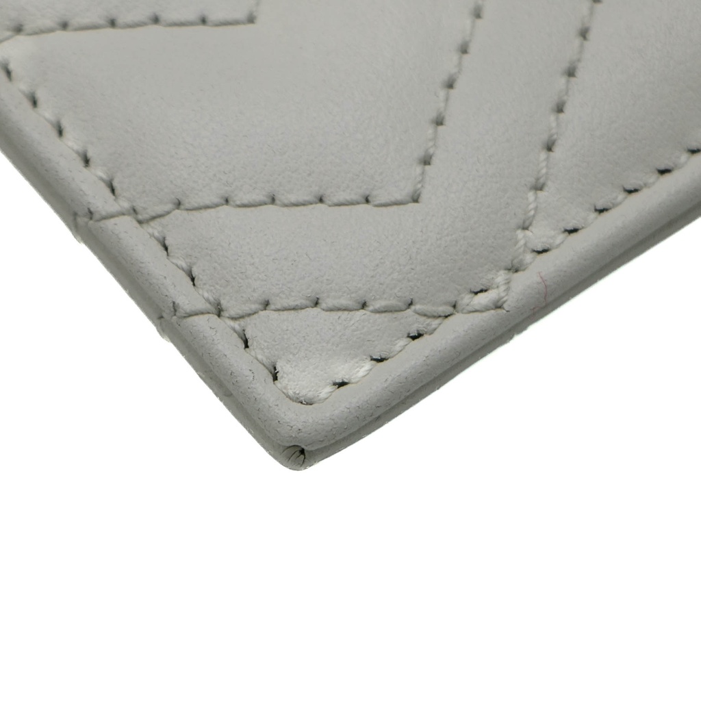 Gucci GG Matelasse Chevron Marmont Card Case White 443127
