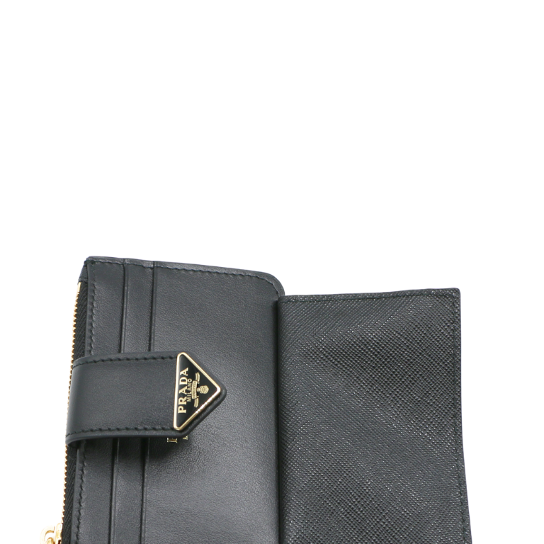 Prada Saffiano And Smooth Leather Card Holder Black