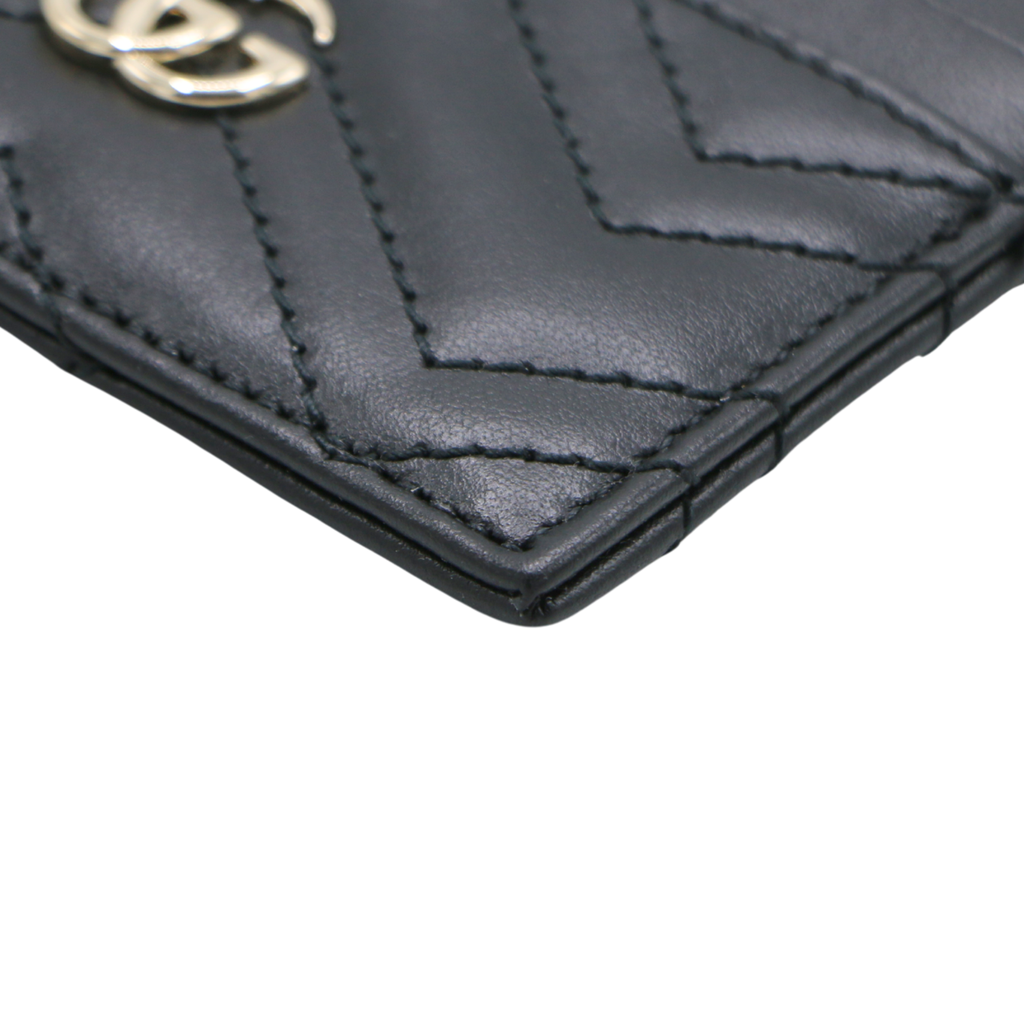 Gucci GG Matelasse Chevron Marmont Card Case Black 443127