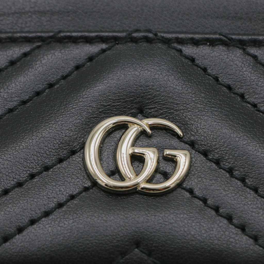 Gucci GG Matelasse Chevron Marmont Card Case Black 443127