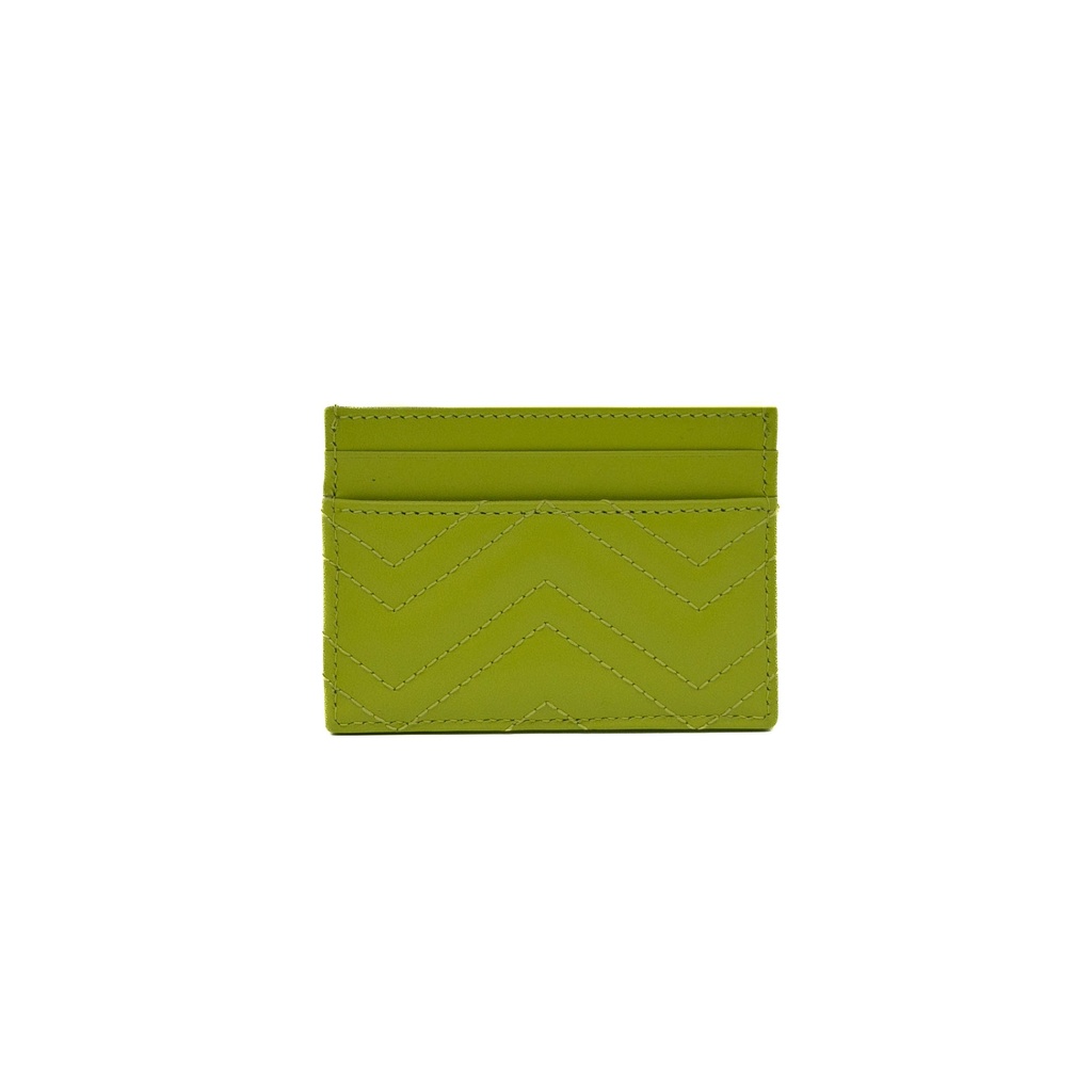 Gucci GG Matelasse Chevron Marmont Card Case Green 443127