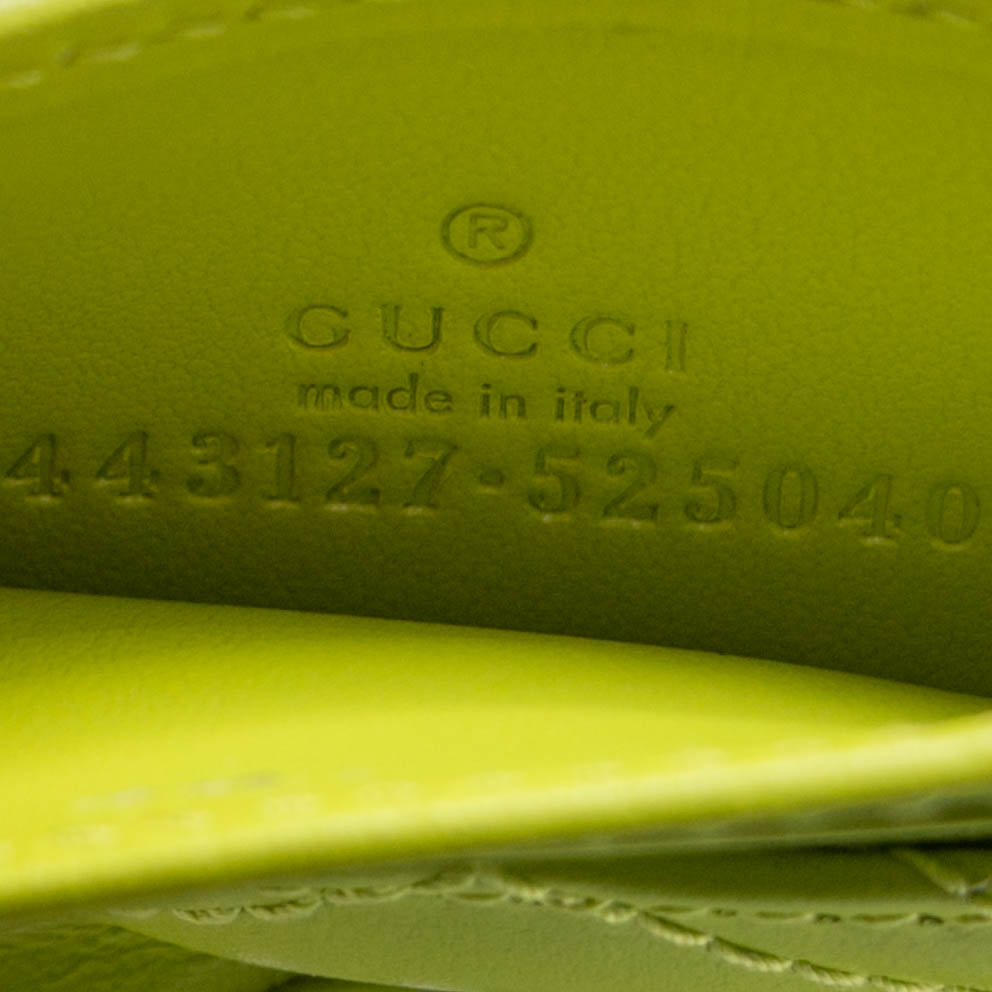 Gucci GG Matelasse Chevron Marmont Card Case Green 443127