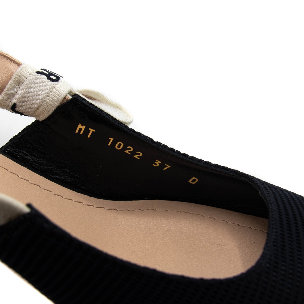 Christian Dior J'Adior Slingback Pump Black Technical Fabric In Size 37