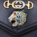 Gucci Vitello Palmellato Lux Crystal Medium Rajah Shoulder Bag Black