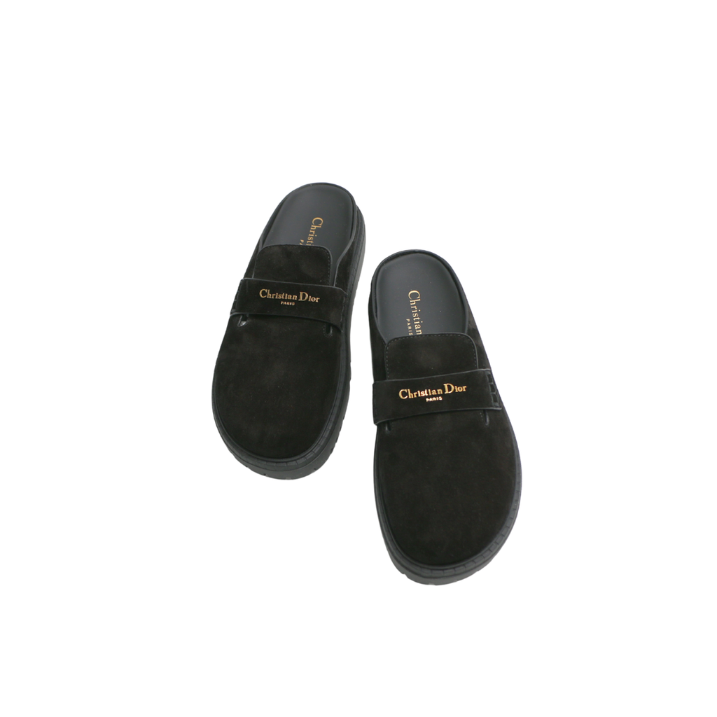 Christian Dior Boy Sabot Suede Calfskin Black Size 37 1/2