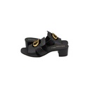 Christian Dior 30 Montaigne Heeled Slide Black Calfskin Size 37 1/2