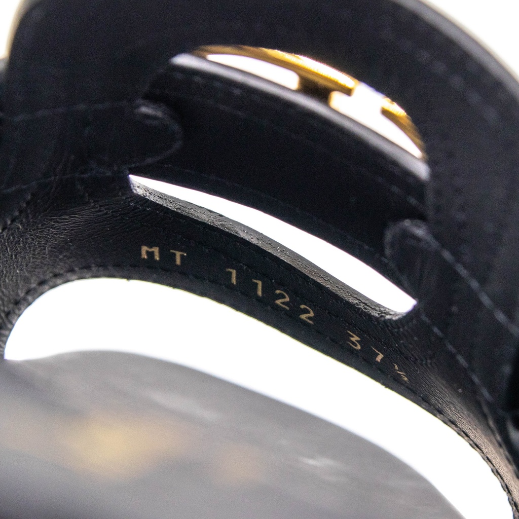 Christian Dior 30 Montaigne Heeled Slide Black Calfskin Size 37 1/2