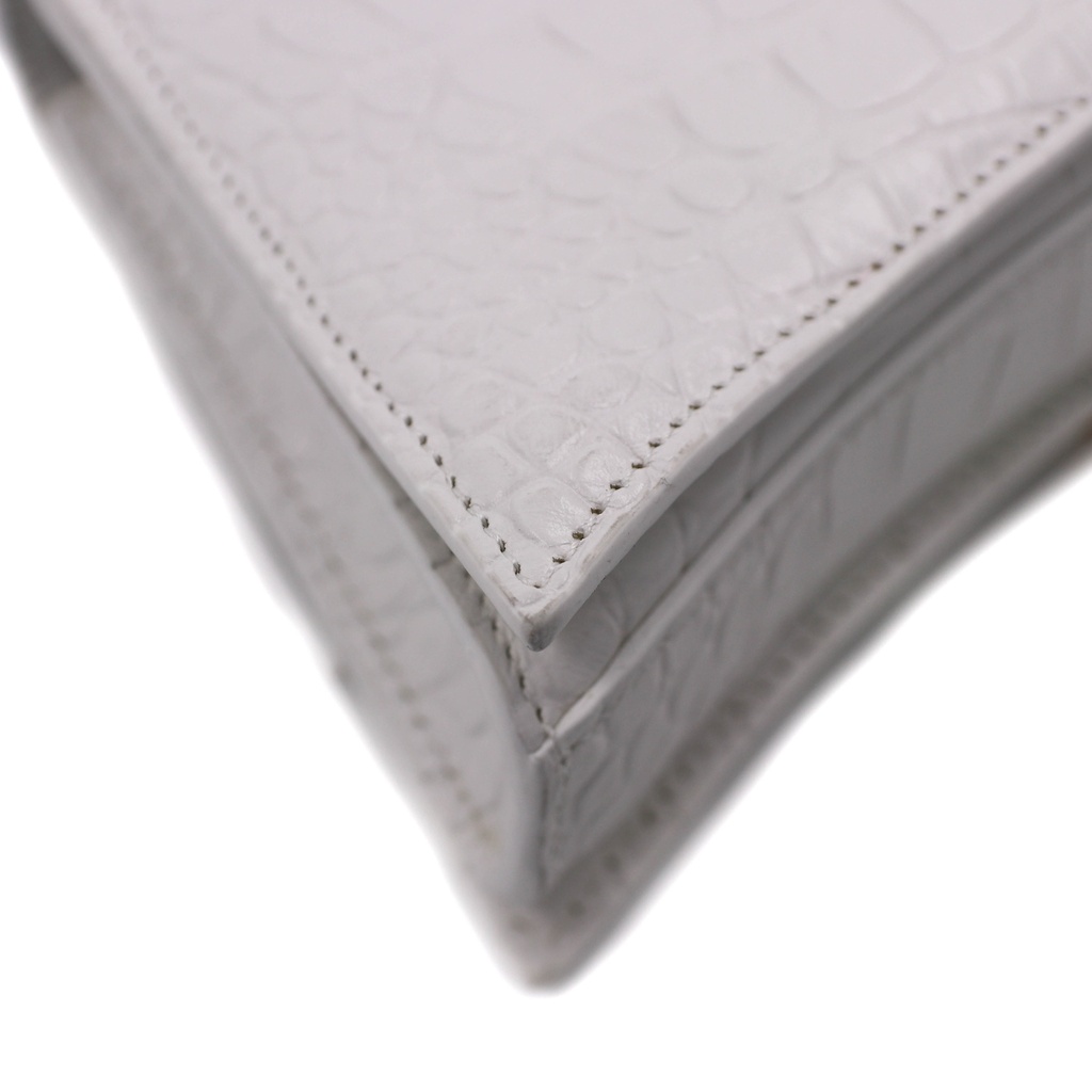 Balenciaga Chain Crush XS Crocodile Embossed Bag White