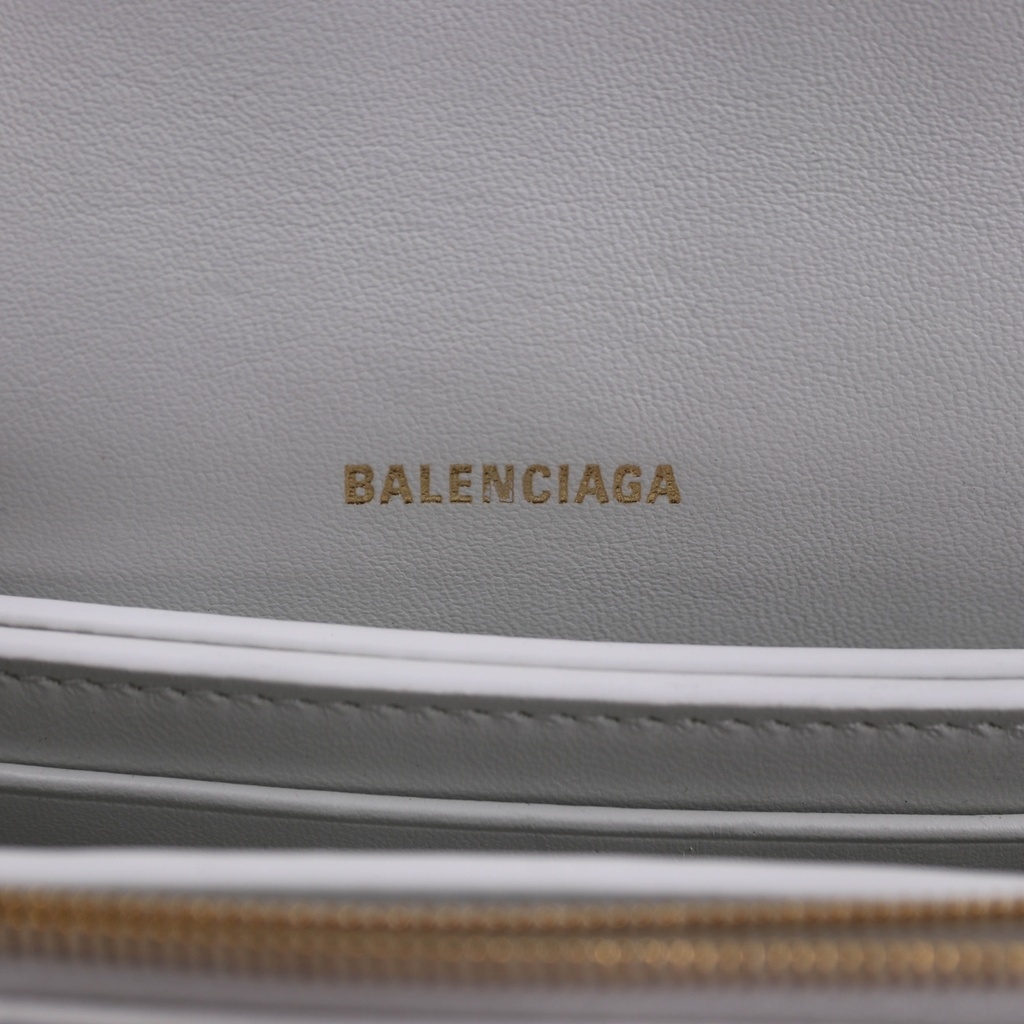 Balenciaga Chain Crush XS Crocodile Embossed Bag White