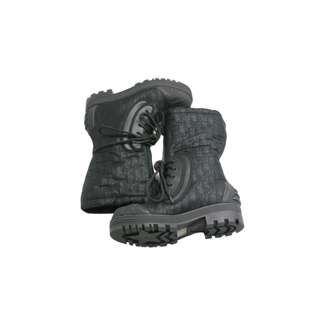 Christian Dior Women's DiorIron Ankle Boots Oblique Shiny Technical Fabric Size 37