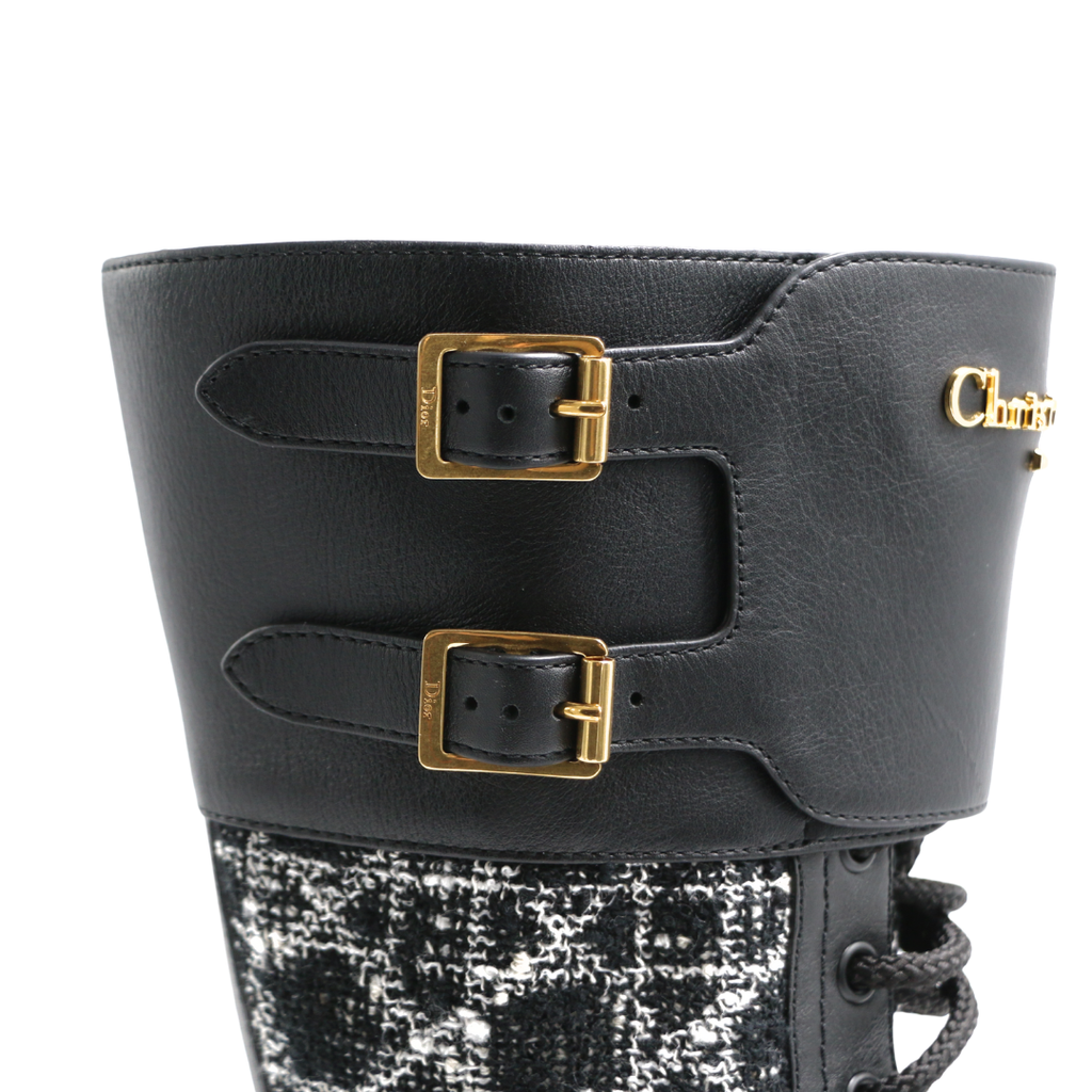 Christian Dior Dior D-Major Boot in Black Technical Fabric and Calfskin Size 38
