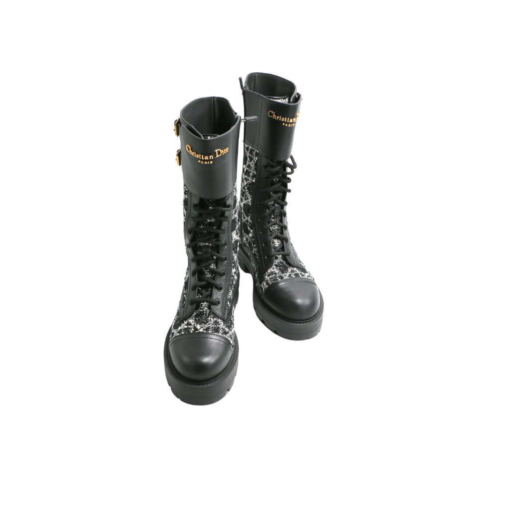 Christian Dior Dior D-Major Boot in Black Technical Fabric and Calfskin Size 36 1/2
