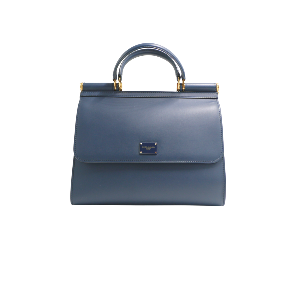 Dolce and Gabbana Large Sicily Navy Blue Handbag