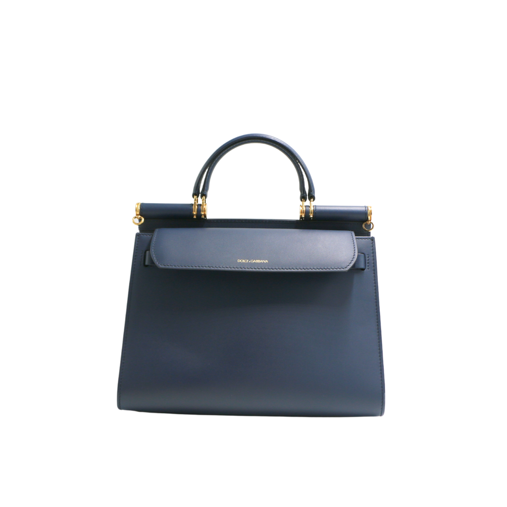 Dolce and Gabbana Large Sicily Navy Blue Handbag